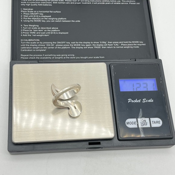 Sterling Silver Swirl Ring Mexico Modernist Abstract Statement Band - Picture 10 of 12